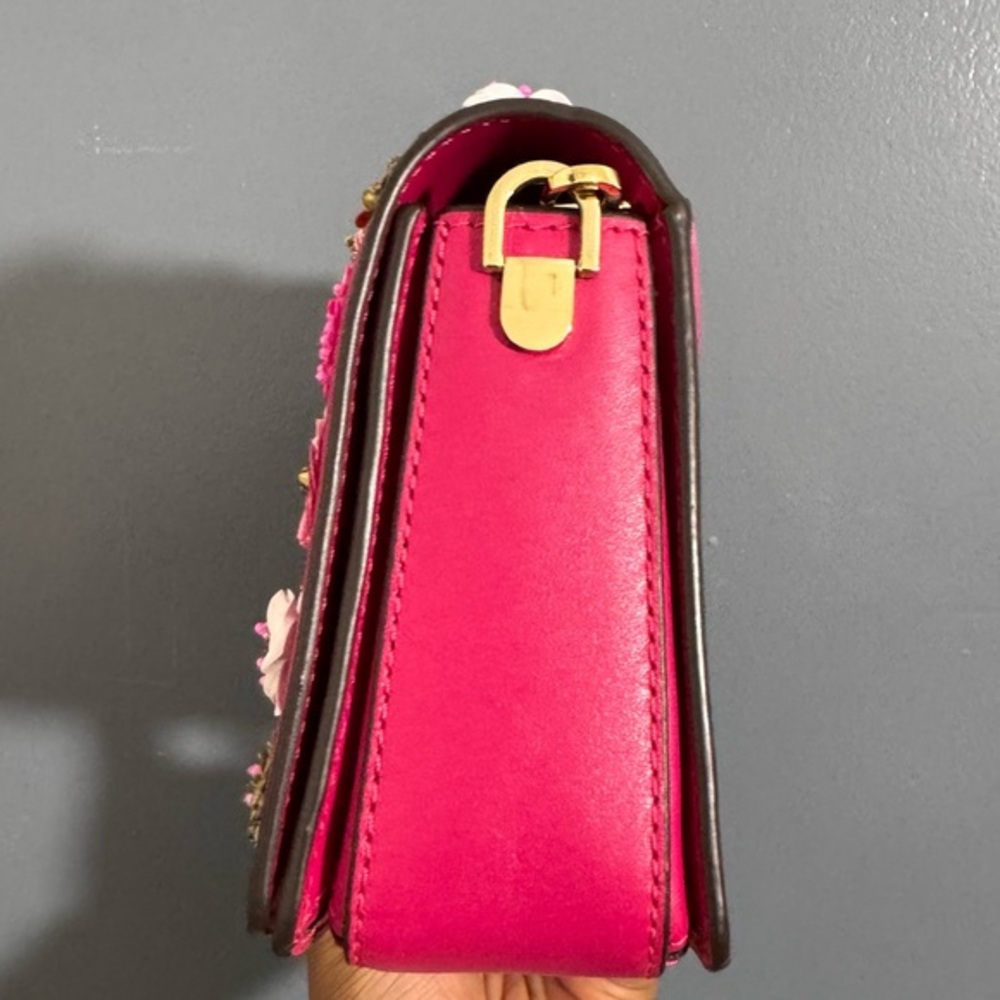 Michael‎ Kors Fuchsia Floral Jade Gusset Leather Crossbody Bag - Picture 3 of 10